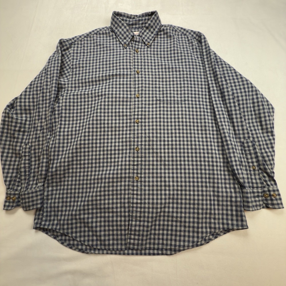 Brooks Brothers Madison Mens Size Large Blue Plaid Long Sleeve Button Down Shirt